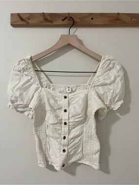 bp Cream Puff-Sleeve Button Front Top